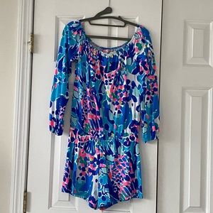 Lilly Pulitzer off the shoulder shorts jumpsuit